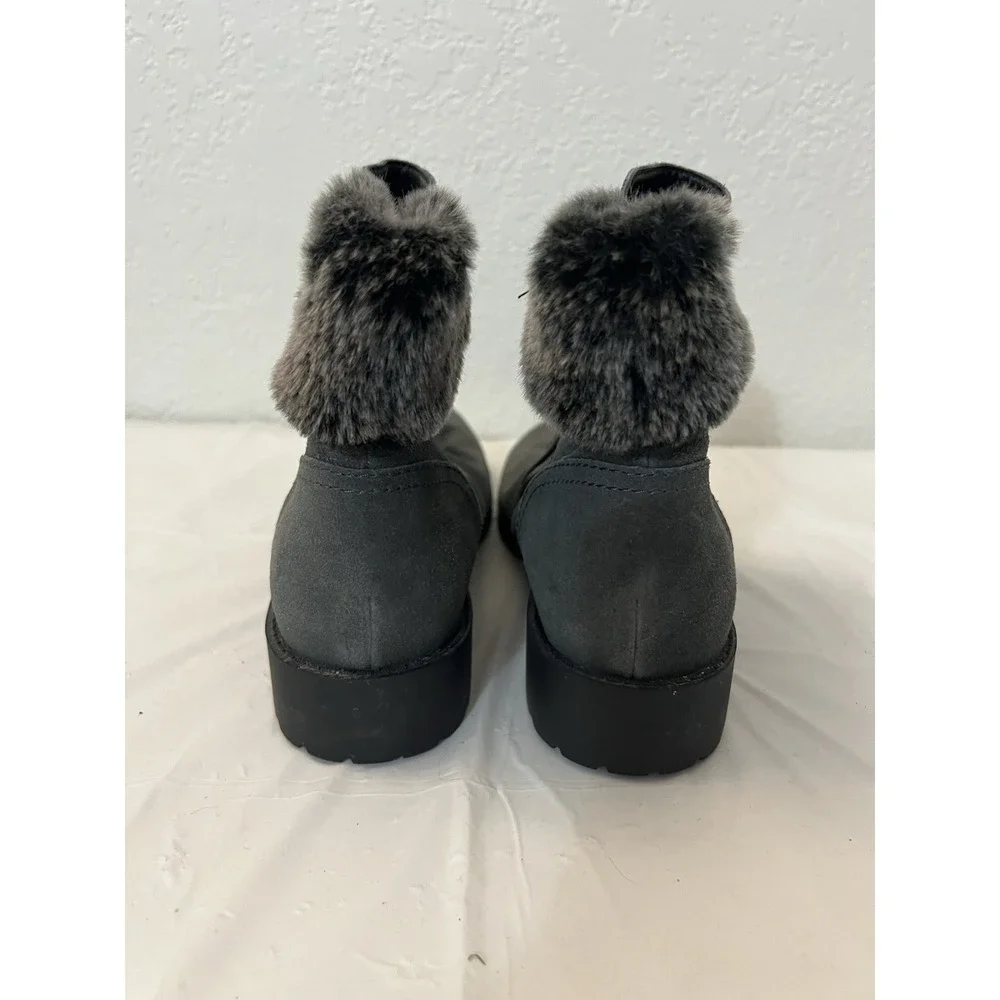 Cole Haan Womens‎ Quinney Boots Size 8 Waterproof Gray Suede Fur Ankle Bootie